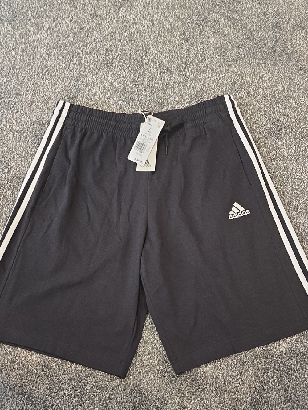 adidas Black Athletic Shorts with White 3-Stripes